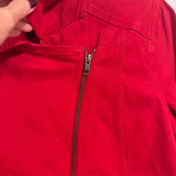 Liverpool Red Denim Moto Jacket Size S NWOT - Picture 3 of 7